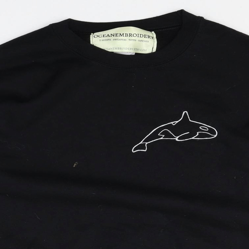 Gildan Womens Black Cotton Pullover Sweatshirt Size S Pullover