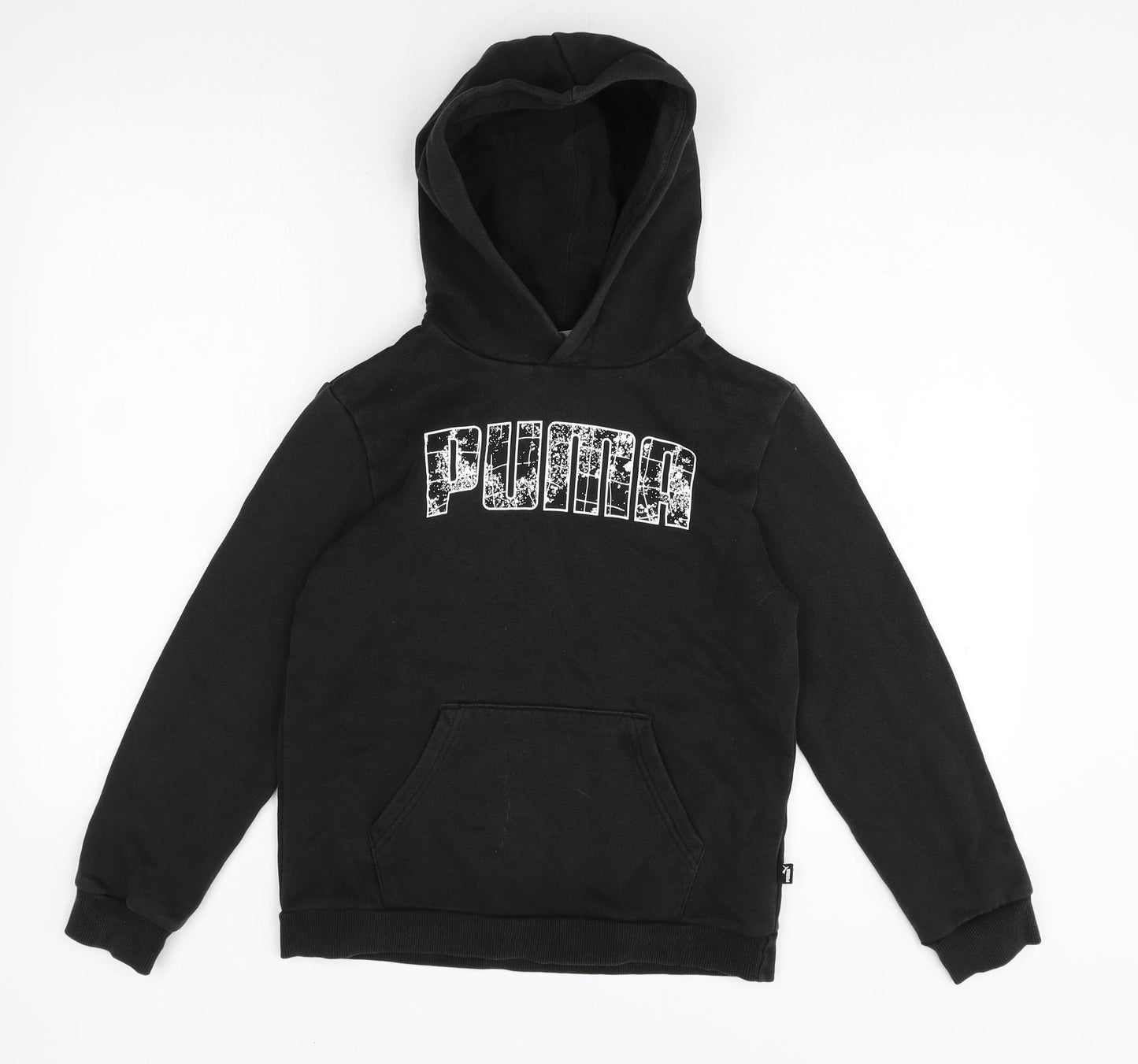 PUMA Boys Black Cotton Pullover Hoodie Size 11-12 Years Pullover