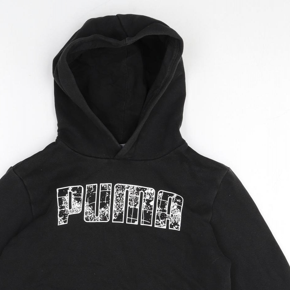 PUMA Boys Black Cotton Pullover Hoodie Size 11-12 Years Pullover