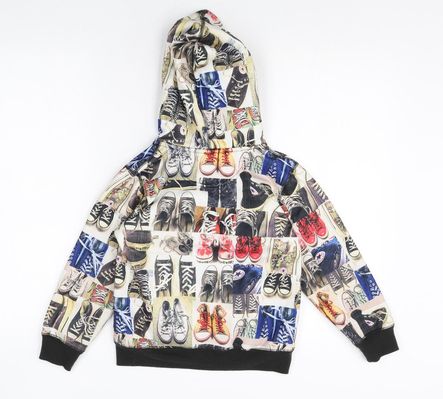 Converse Boys Multicoloured Geometric Polyester Full Zip Hoodie Size 5-6 Years Zip - Converse print