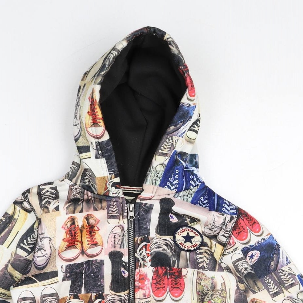 Converse Boys Multicoloured Geometric Polyester Full Zip Hoodie Size 5-6 Years Zip - Converse print