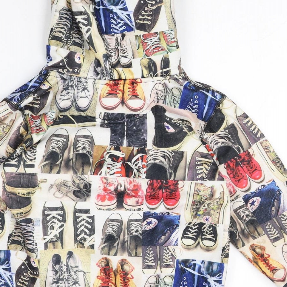 Converse Boys Multicoloured Geometric Polyester Full Zip Hoodie Size 5-6 Years Zip - Converse print