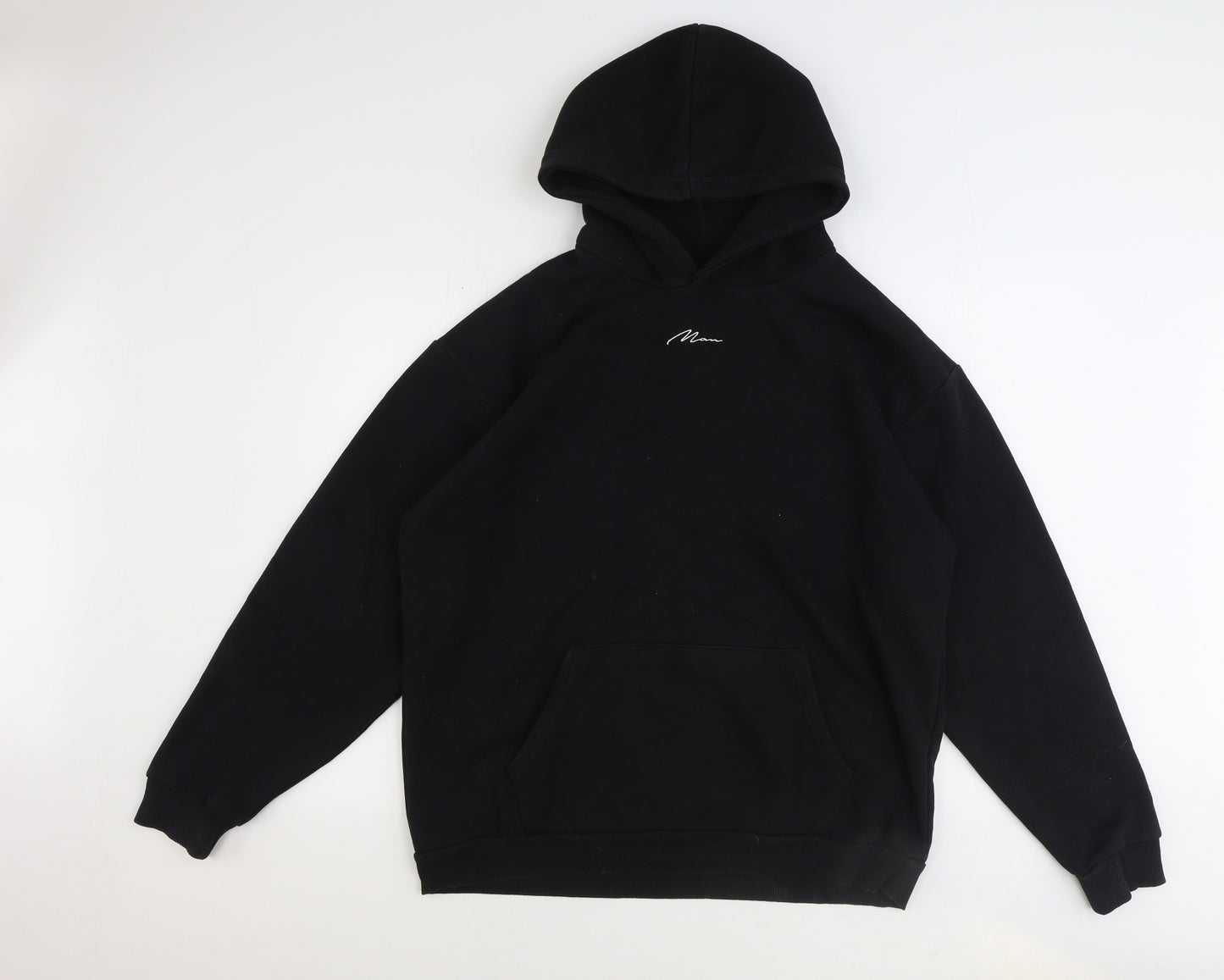 Boohoo Mens Black Polyester Pullover Hoodie Size L