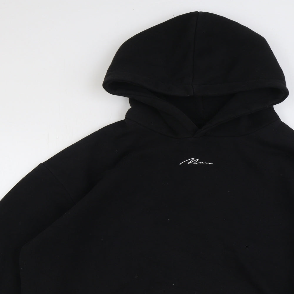 Boohoo Mens Black Polyester Pullover Hoodie Size L