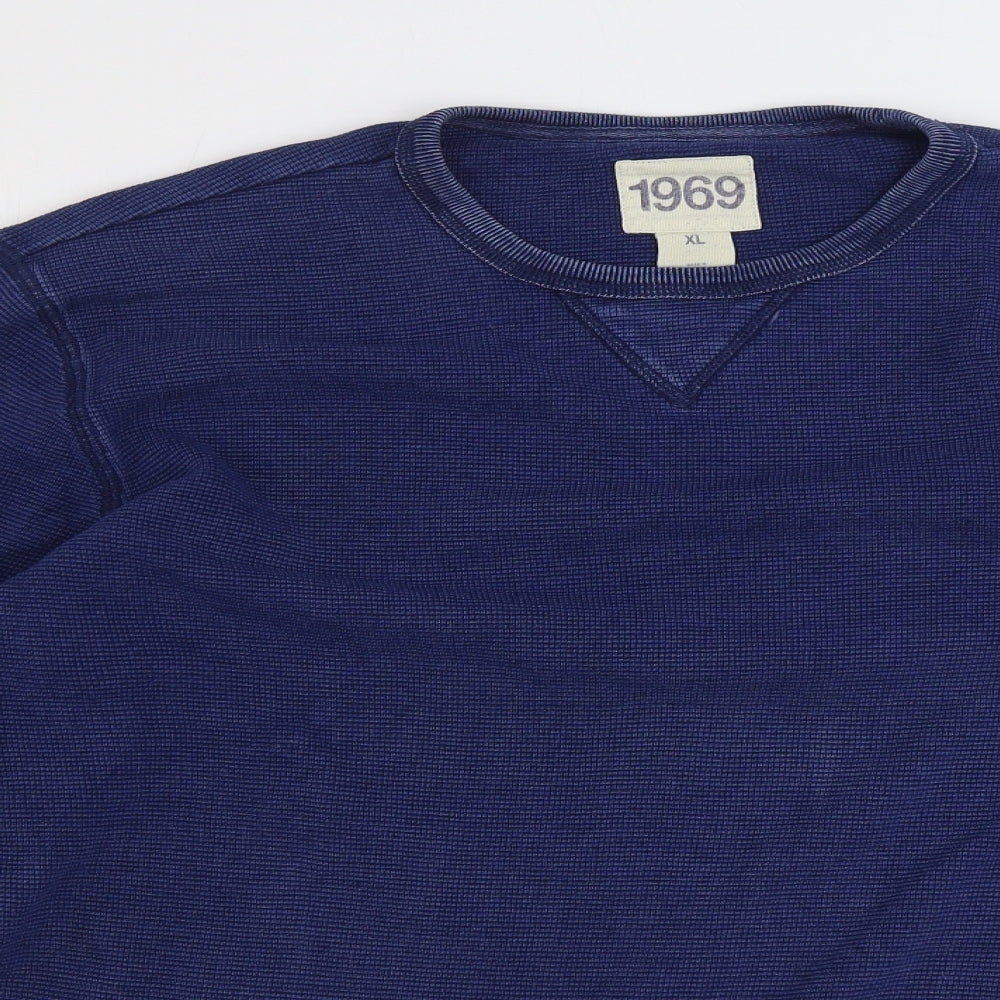 1969 Mens Blue Cotton Pullover Sweatshirt Size XL