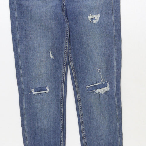Marks and Spencer Womens Blue Cotton Skinny Jeans Size 8 Regular Zip