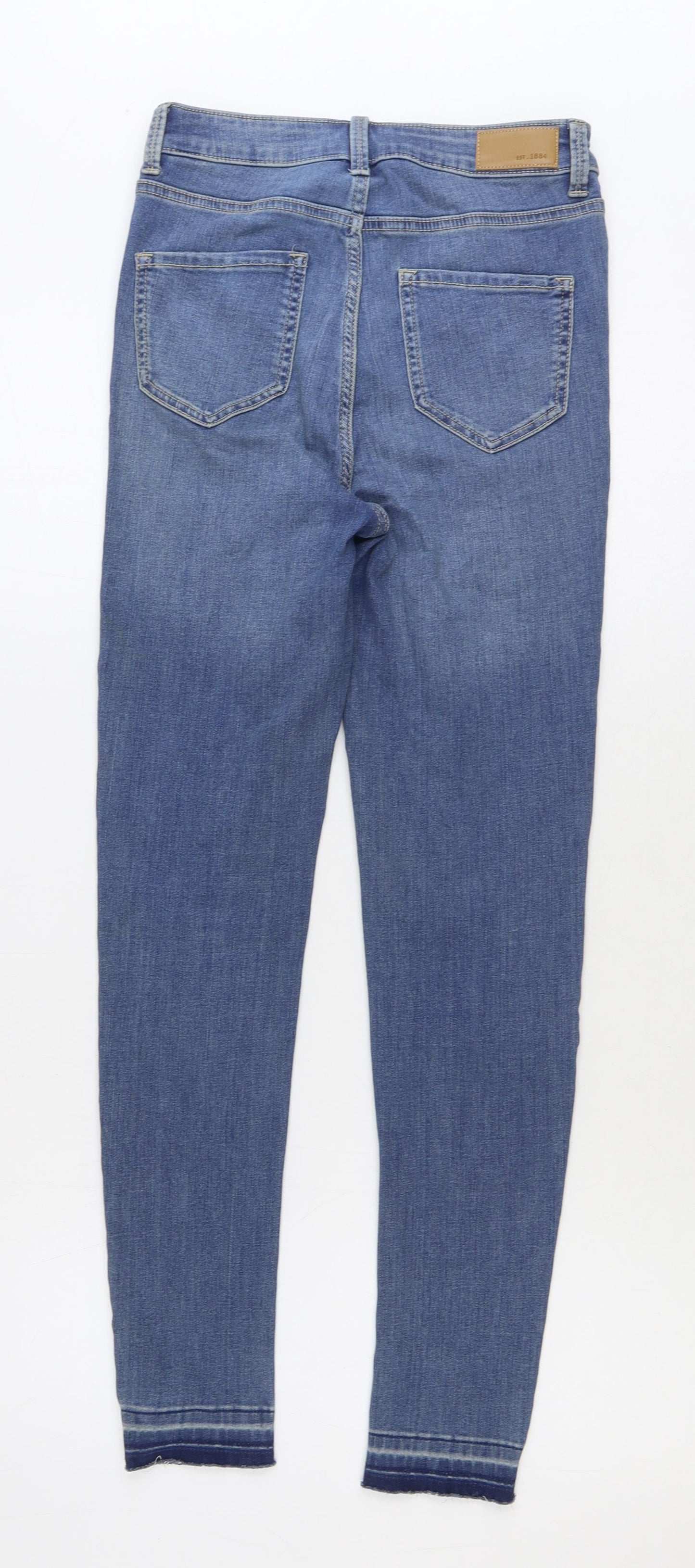 Marks and Spencer Womens Blue Cotton Skinny Jeans Size 8 Regular Zip