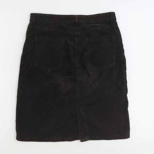 John Lewis Womens Brown Cotton Straight & Pencil Skirt Size 8 Zip
