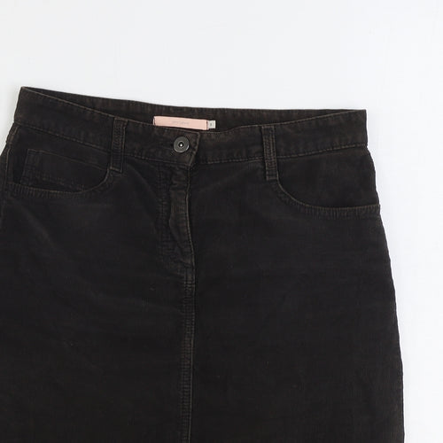John Lewis Womens Brown Cotton Straight & Pencil Skirt Size 8 Zip