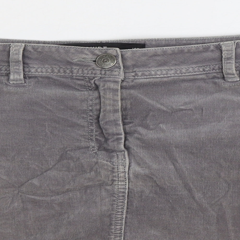NEXT Womens Grey Cotton Straight & Pencil Skirt Size 10 Zip