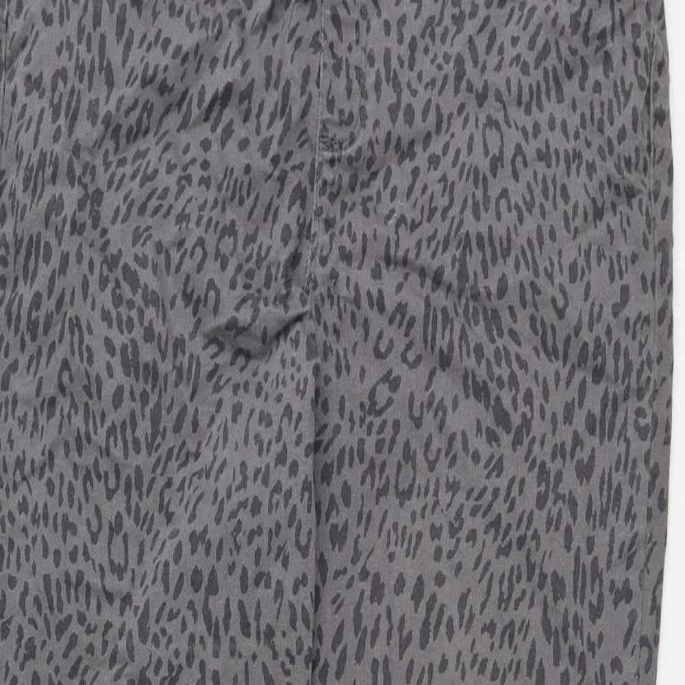 George Womens Grey Animal Print Cotton Skinny Jeans Size 14 Regular Button - Leopard Pattern