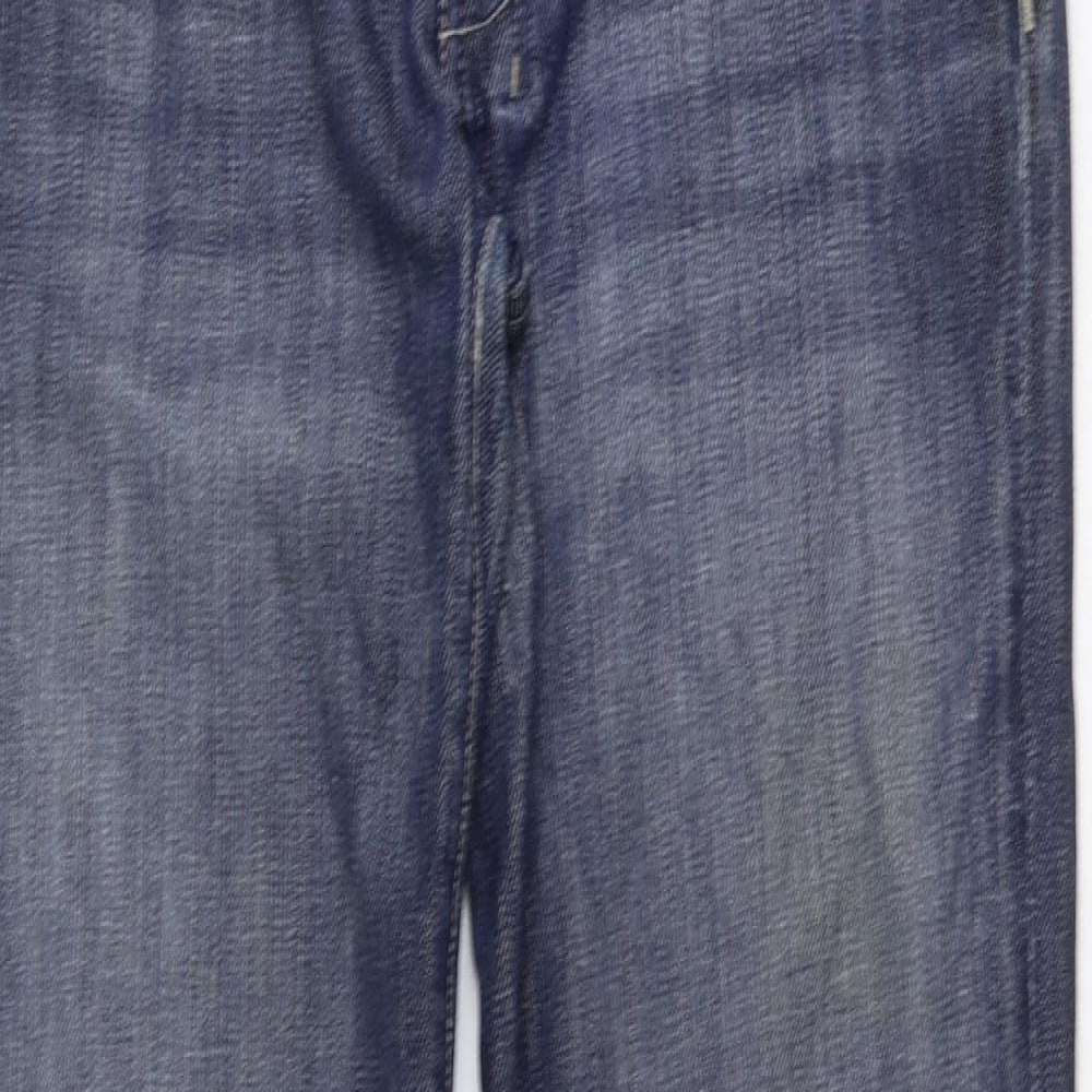 7 For All Mankind Womens Blue Cotton Bootcut Jeans Size 16 Regular Zip