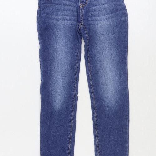 Gap Girls Blue Cotton Skinny Jeans Size 7 Years Regular Zip