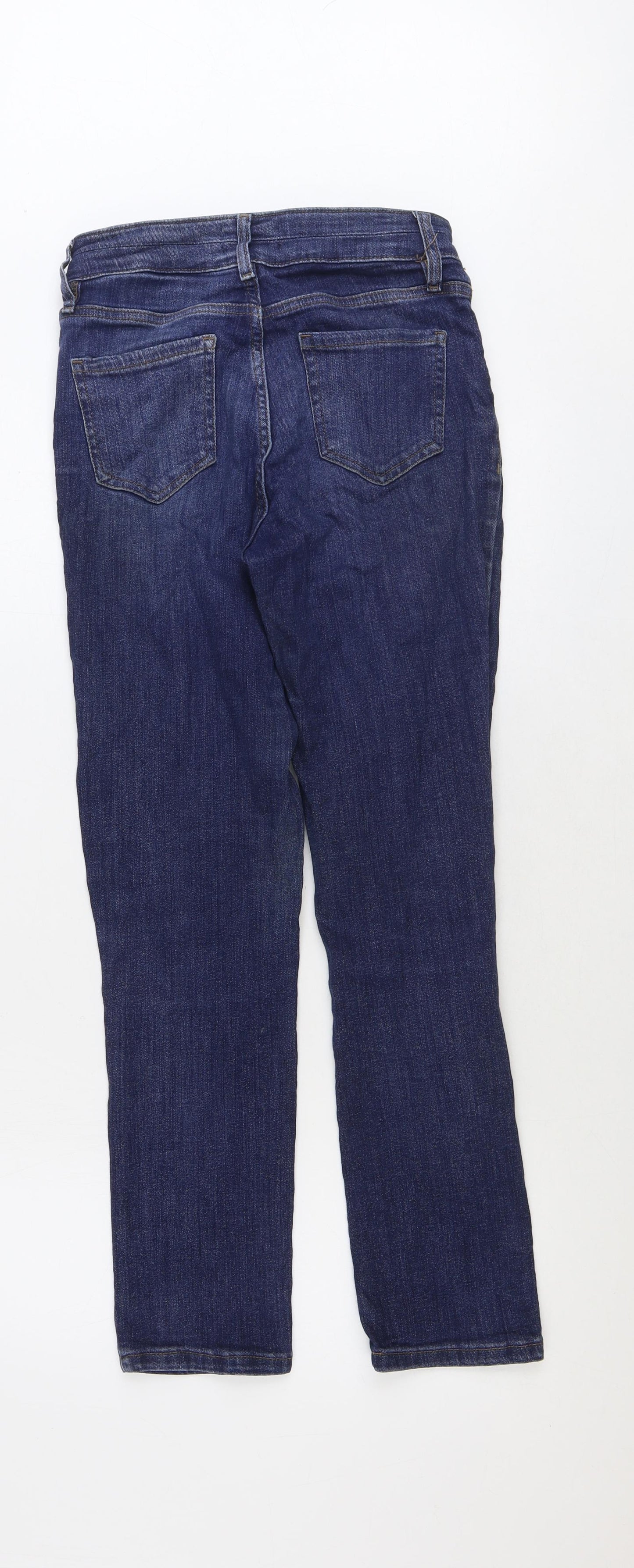 F&F Womens Blue Cotton Straight Jeans Size 8 Regular Zip