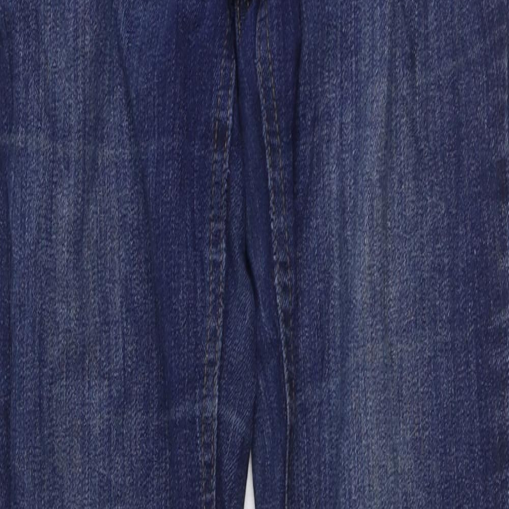 F&F Womens Blue Cotton Straight Jeans Size 8 Regular Zip
