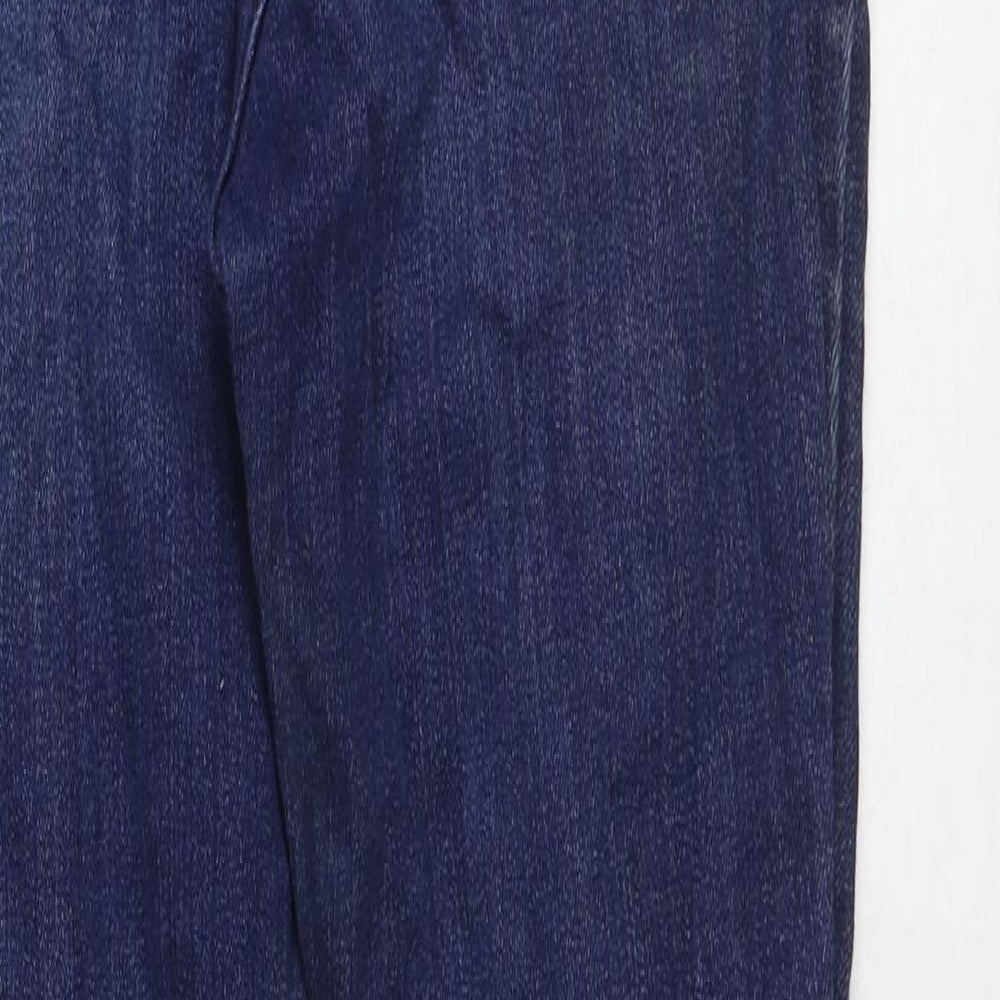 F&F Womens Blue Cotton Straight Jeans Size 8 Regular Zip