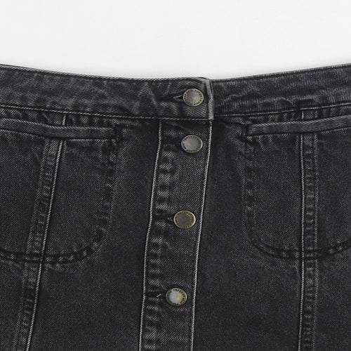 Topshop Womens Black Cotton Mini Skirt Size 28 in Button