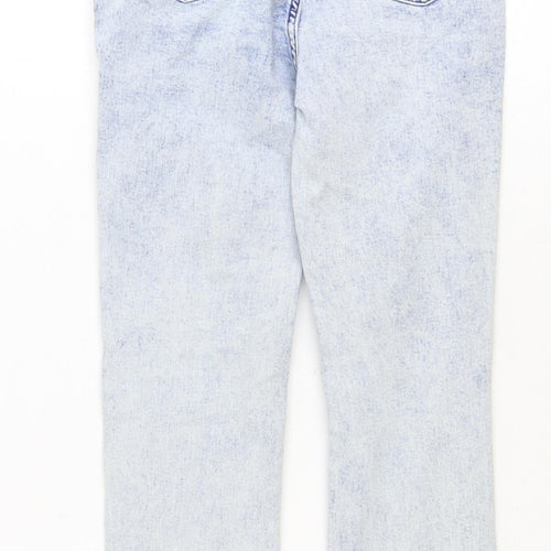 Preworn Girls Blue 100% Cotton Straight Jeans Size 11 Years Zip - Distressed