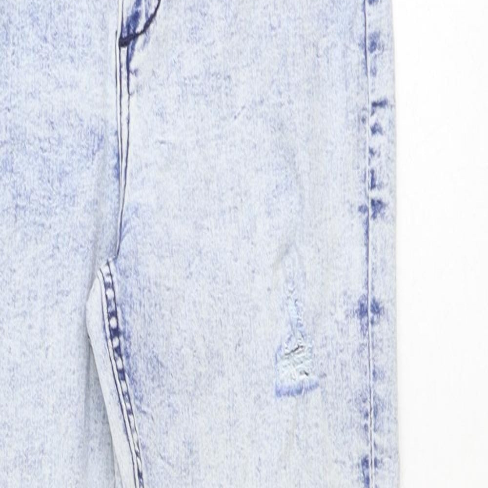 Preworn Girls Blue 100% Cotton Straight Jeans Size 11 Years Zip - Distressed