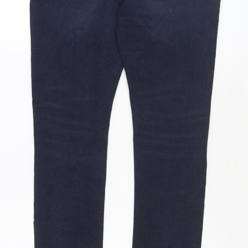 Marks and Spencer Girls Blue Cotton Straight Jeans Size 13-14 Years Regular Zip