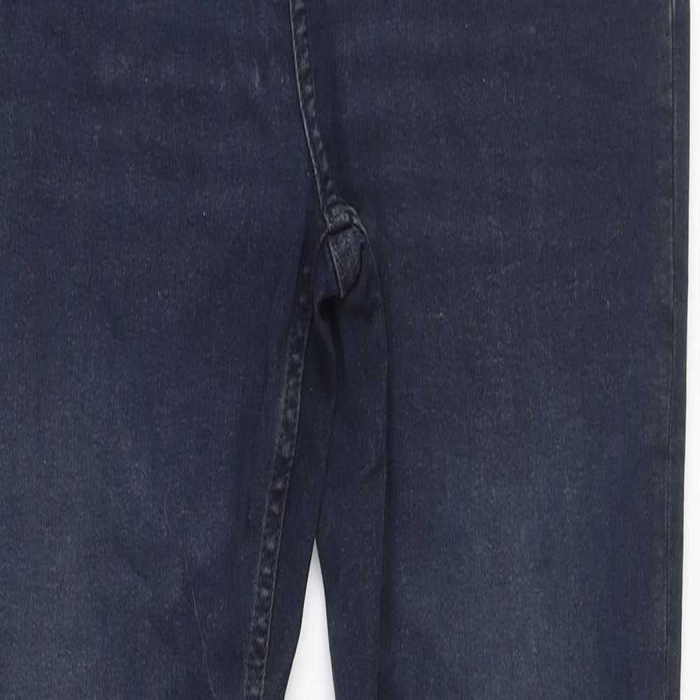 Marks and Spencer Girls Blue Cotton Straight Jeans Size 13-14 Years Regular Zip
