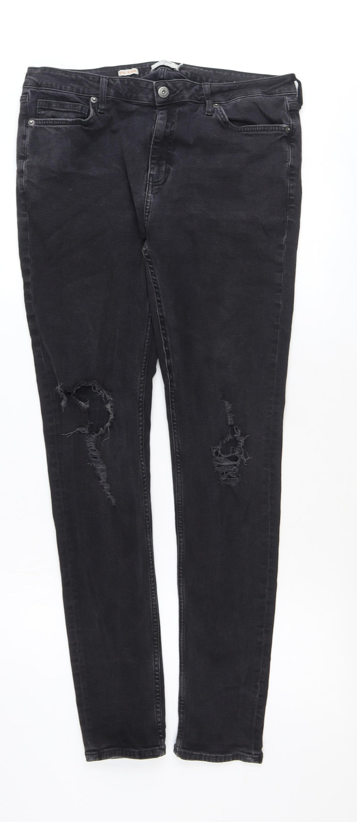 Topman Womens Black Cotton Skinny Jeans Size 36 in Extra-Slim Zip