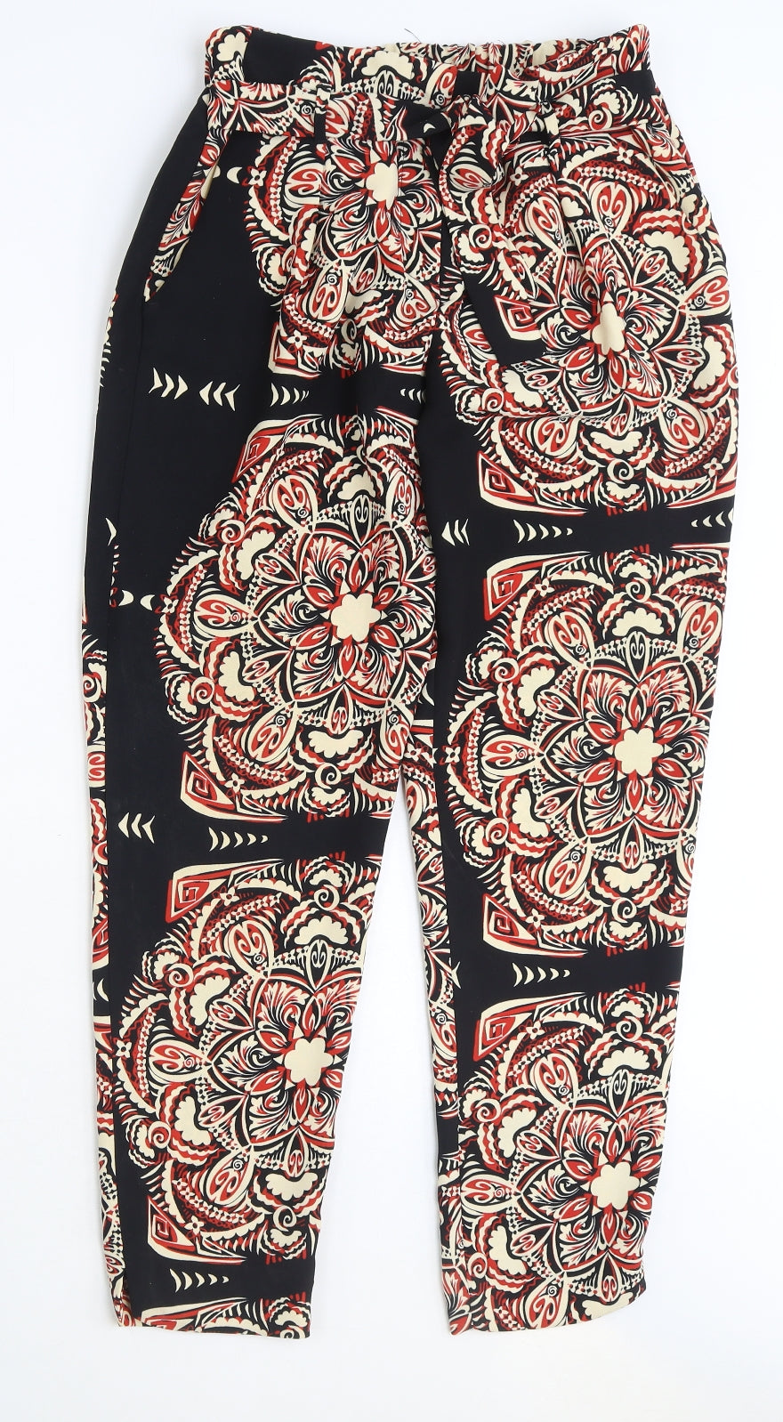 River Island Womens Multicoloured Geometric Polyester Harem Trousers Size 8 Regular Tie