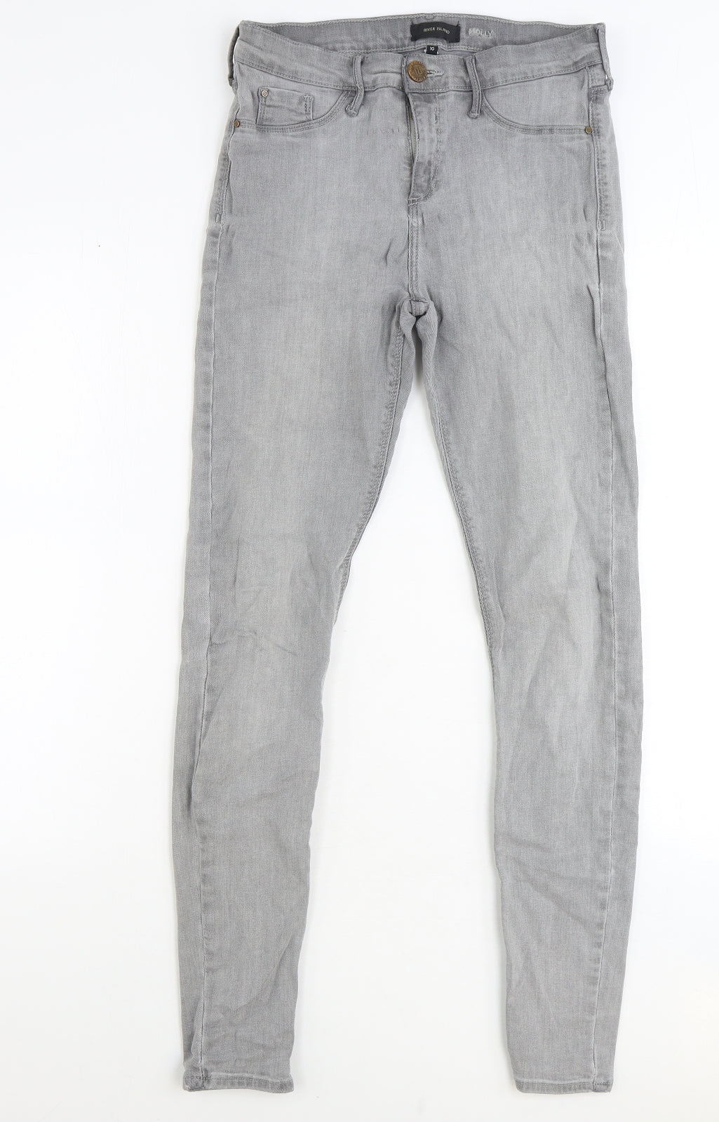 River Island Womens Grey Cotton Skinny Jeans Size 10 Regular Zip