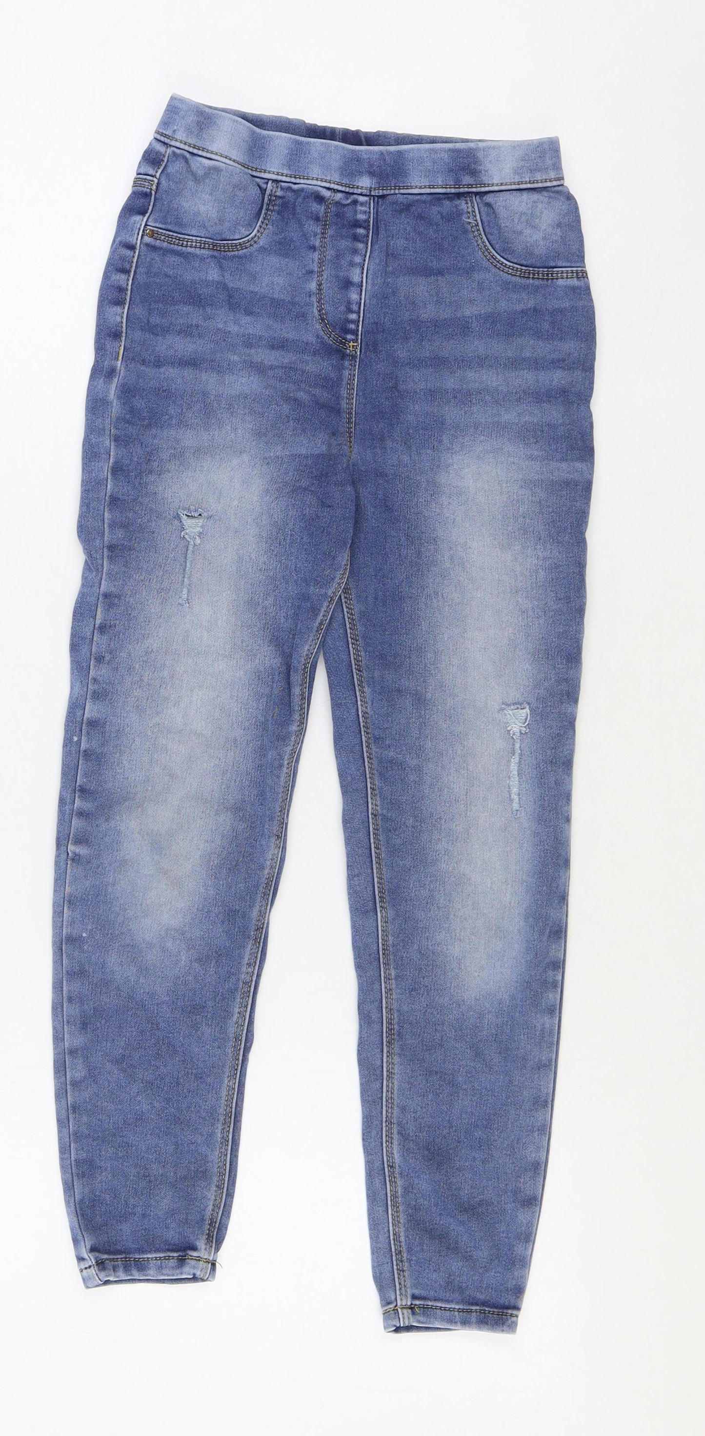 George Girls Blue Cotton Jegging Jeans Size 8-9 Years Regular Pullover