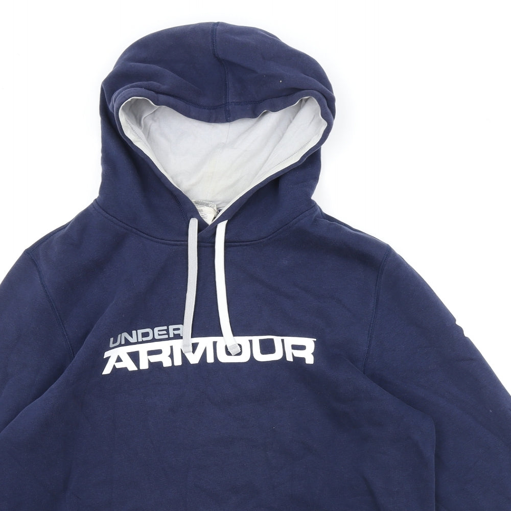 Under armour Mens Blue Cotton Pullover Hoodie Size M