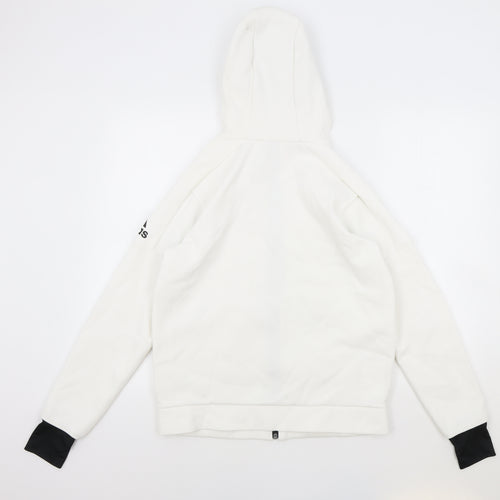 adidas Boys White Cotton Full Zip Hoodie Size 13-14 Years Zip
