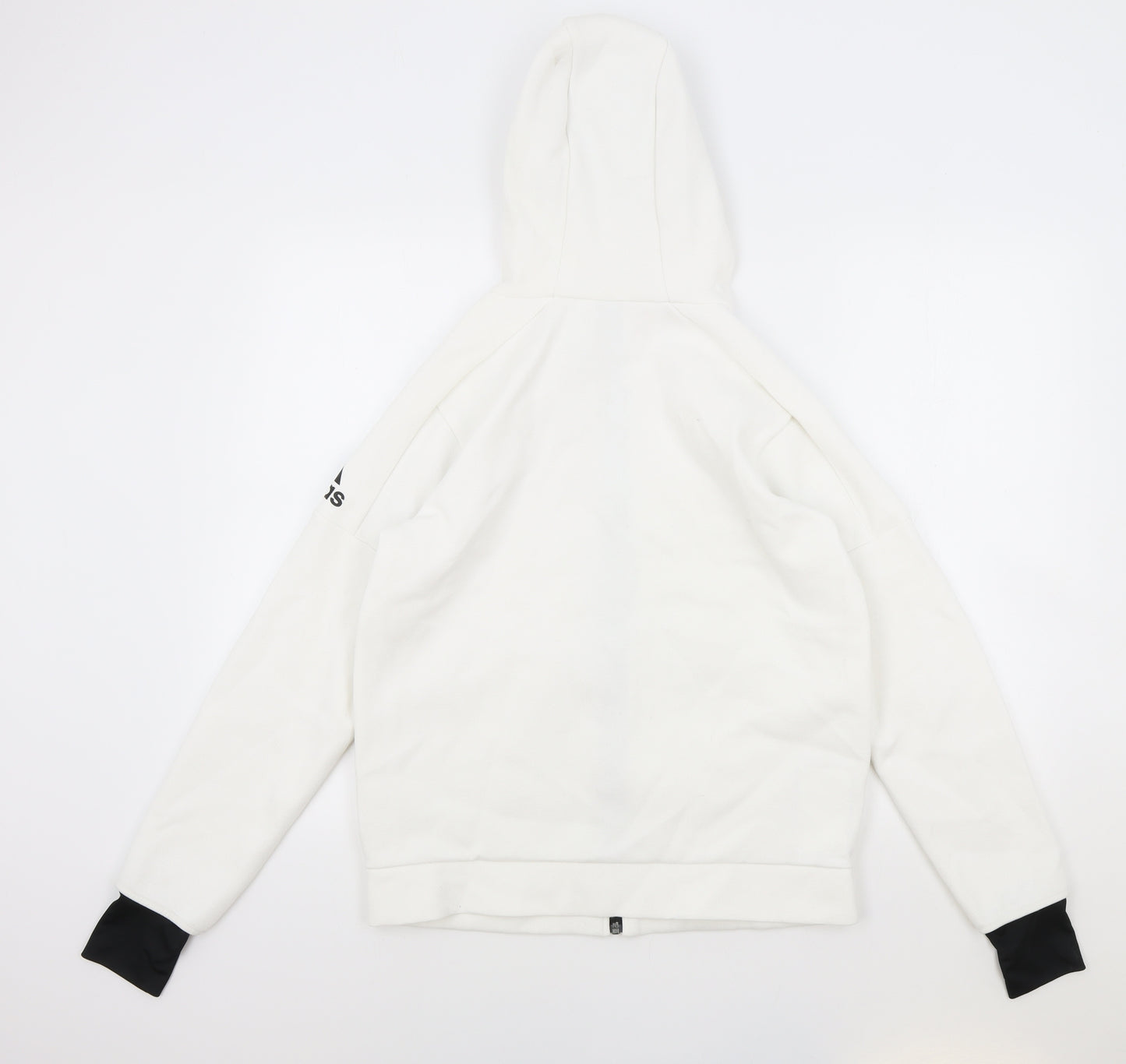adidas Boys White Cotton Full Zip Hoodie Size 13-14 Years Zip