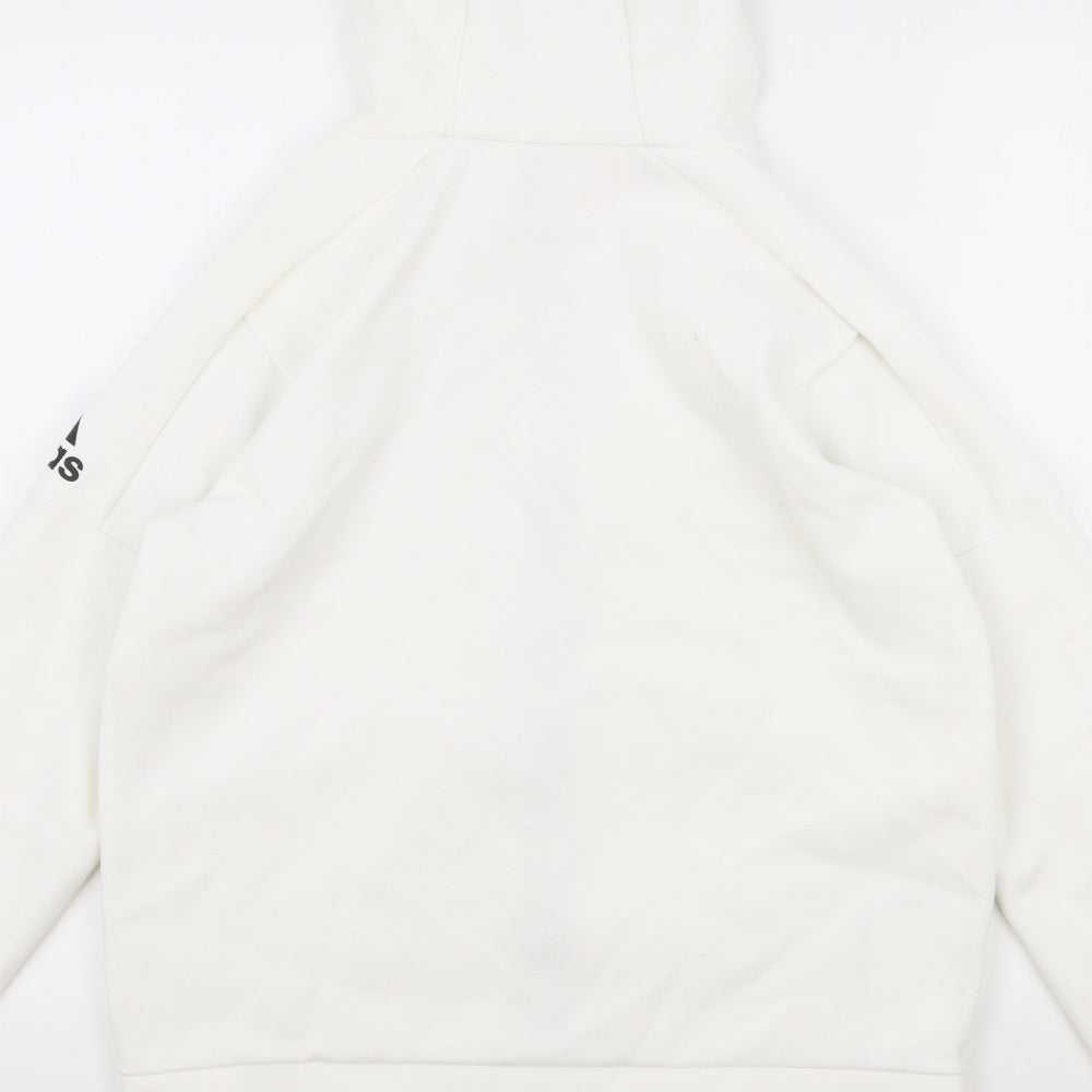 adidas Boys White Cotton Full Zip Hoodie Size 13-14 Years Zip