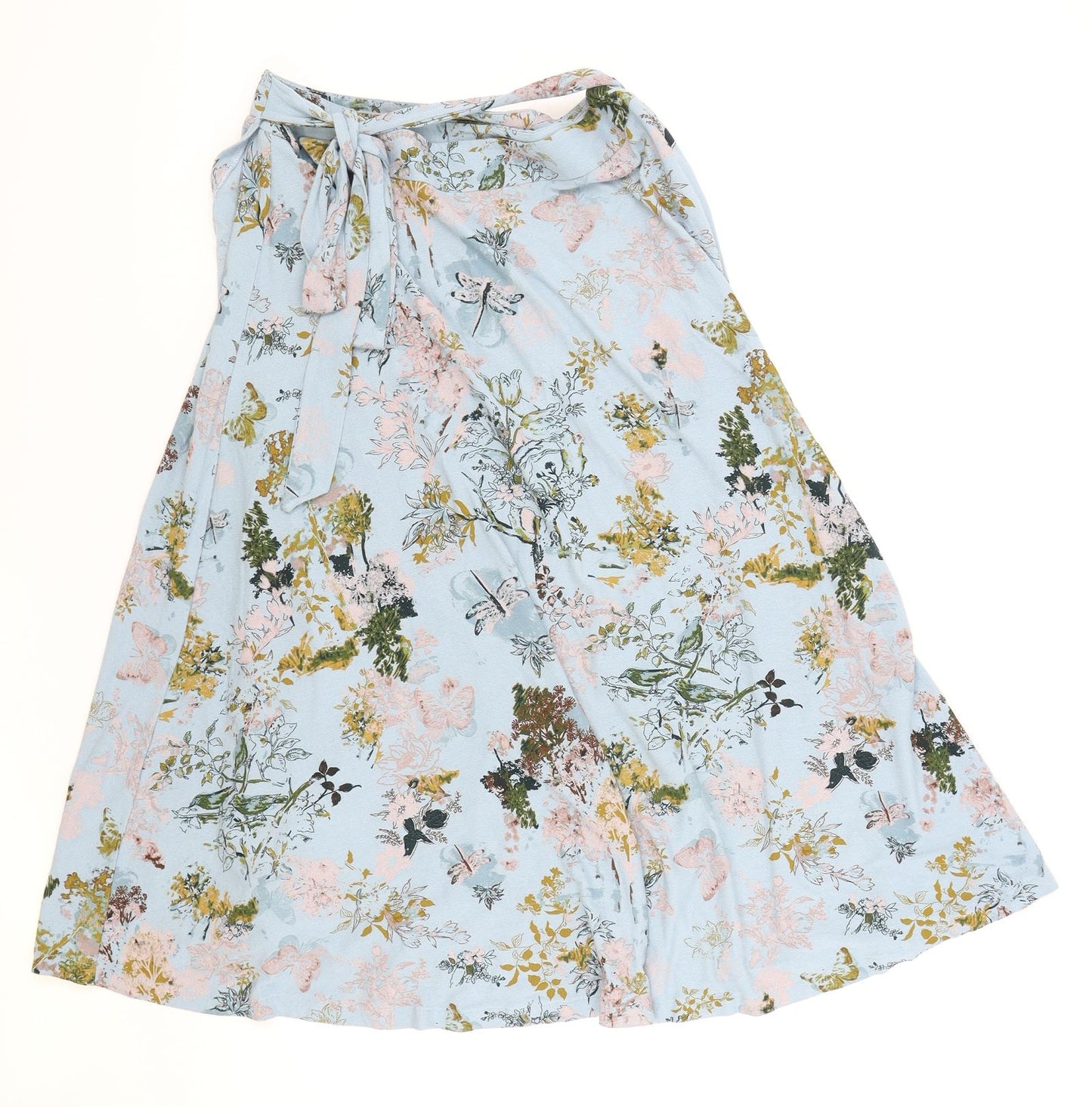 NEXT Womens Blue Floral Polyester Swing Skirt Size 10 Button