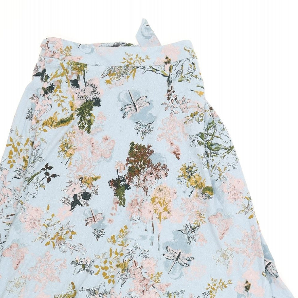 NEXT Womens Blue Floral Polyester Swing Skirt Size 10 Button