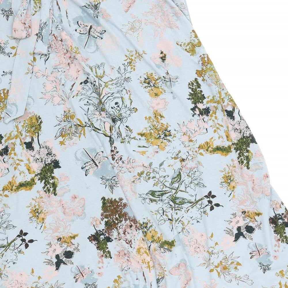 NEXT Womens Blue Floral Polyester Swing Skirt Size 10 Button