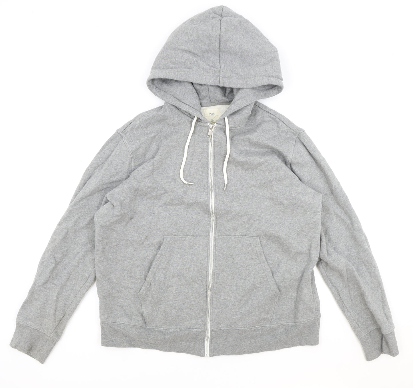 Marks and Spencer Womens Grey Cotton Full Zip Hoodie Size XL Zip
