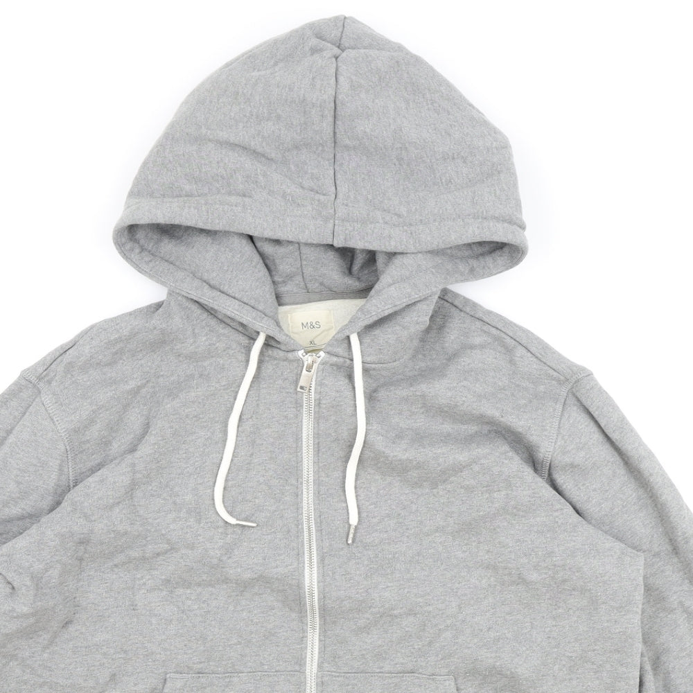 Marks and Spencer Womens Grey Cotton Full Zip Hoodie Size XL Zip