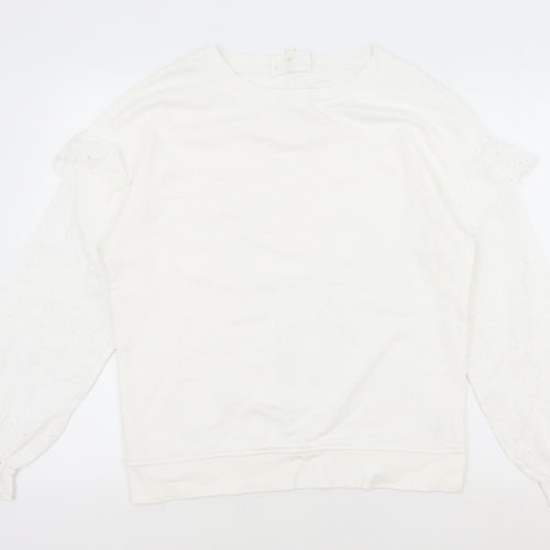 NEXT Womens White Cotton Pullover Sweatshirt Size S Pullover