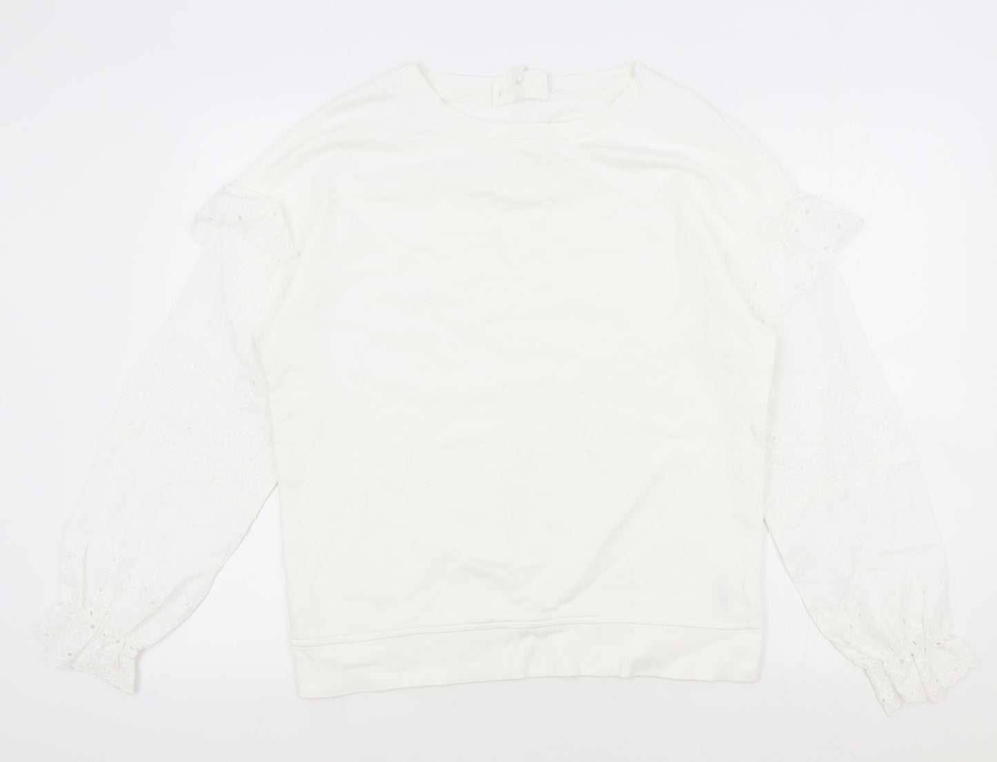 NEXT Womens White Cotton Pullover Sweatshirt Size S Pullover