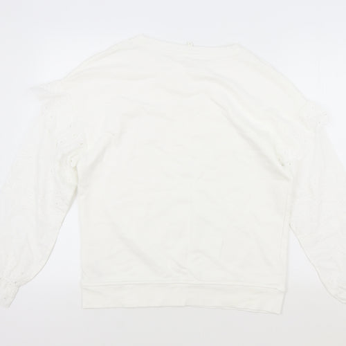 NEXT Womens White Cotton Pullover Sweatshirt Size S Pullover