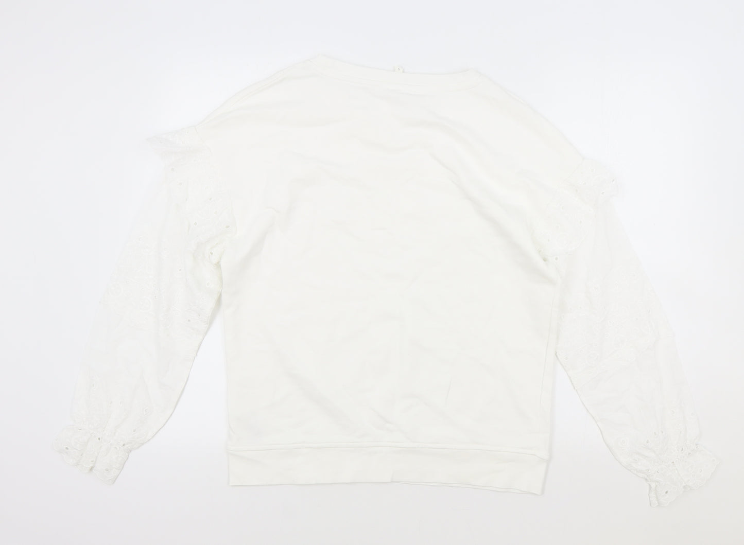 NEXT Womens White Cotton Pullover Sweatshirt Size S Pullover