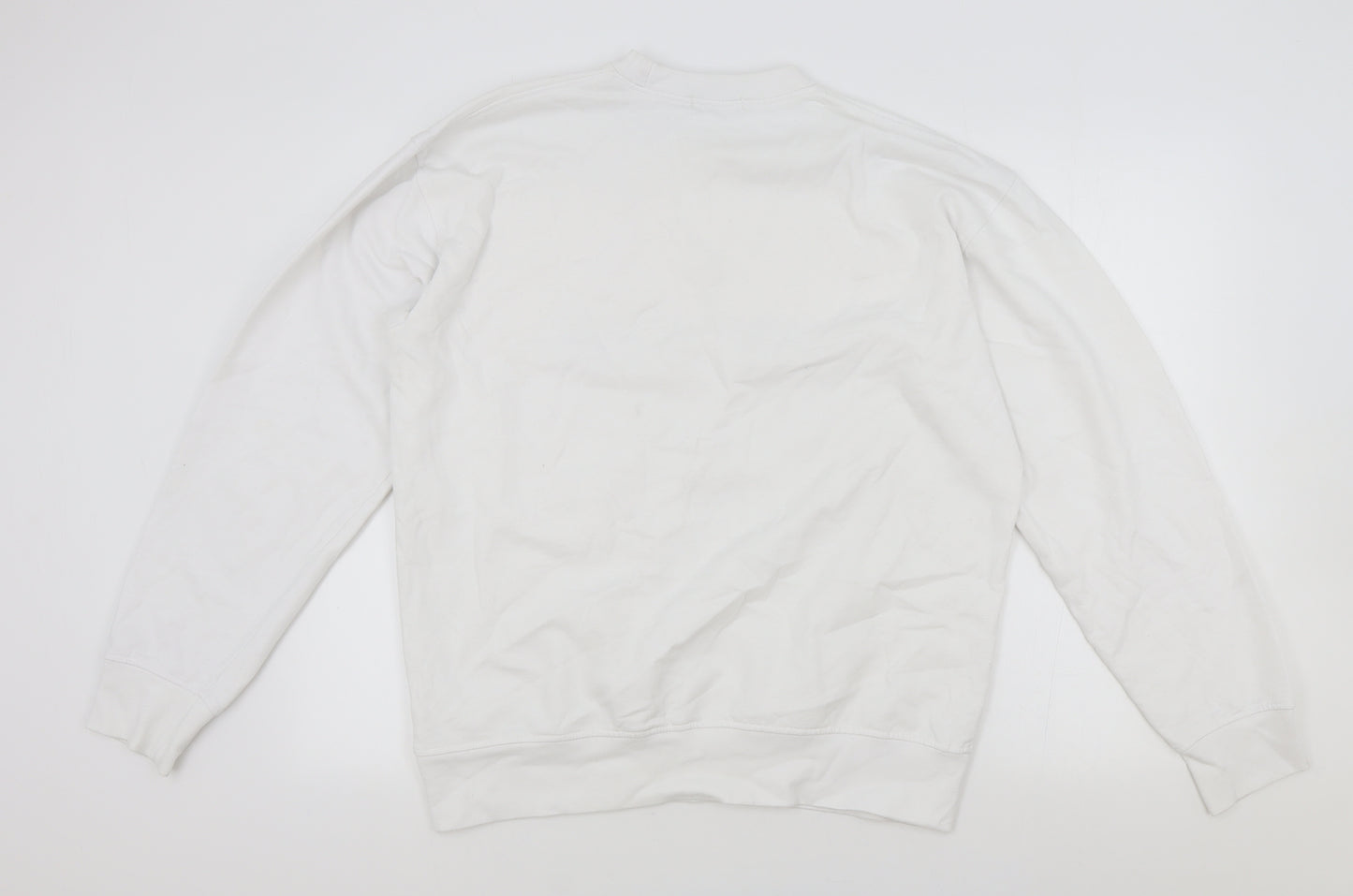PRETTYLITTLETHING Womens White Cotton Pullover Sweatshirt Size L Pullover
