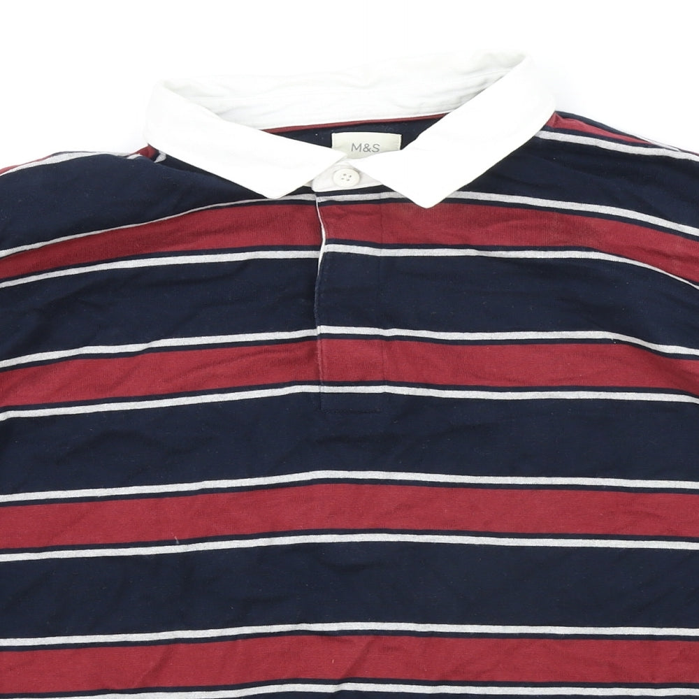Marks and Spencer Mens Blue Striped Cotton Pullover Sweatshirt Size 3XL - Polo