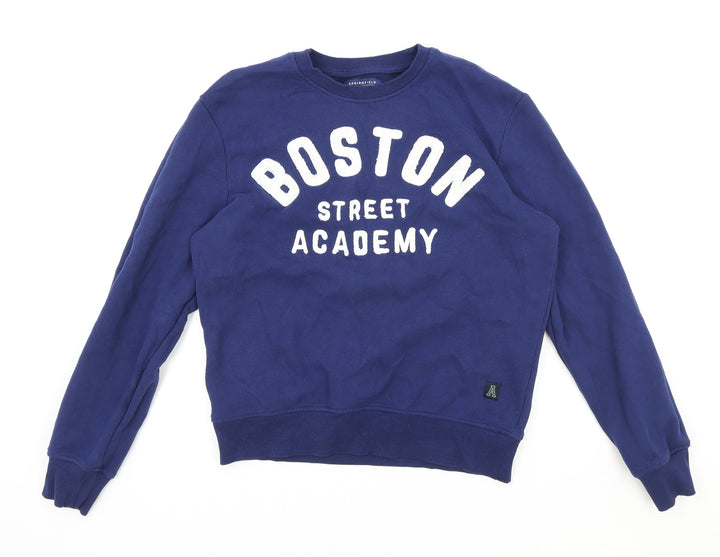 Springfield Mens Blue Cotton Pullover Sweatshirt Size M - Boston Street Academy
