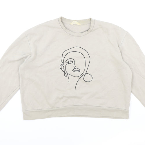 Primark Womens Beige Cotton Pullover Sweatshirt Size M Pullover