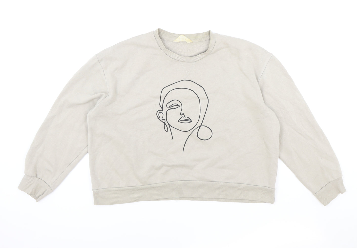 Primark Womens Beige Cotton Pullover Sweatshirt Size M Pullover