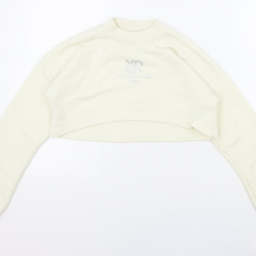 River Island Girls White Cotton Pullover Sweatshirt Size 11-12 Years Pullover - Cropped
