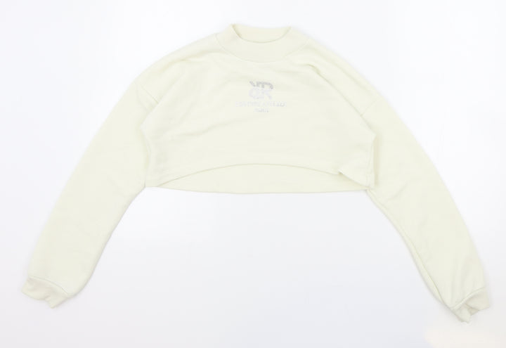 River Island Girls White Cotton Pullover Sweatshirt Size 11-12 Years Pullover - Cropped