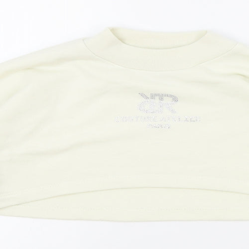 River Island Girls White Cotton Pullover Sweatshirt Size 11-12 Years Pullover - Cropped